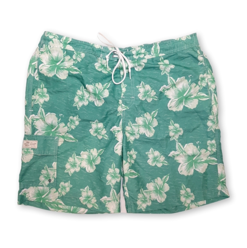 3/$20 CHAPS Hawaiian Floral Swim Trunks Tropical Cargo Bathing Suit Shorts